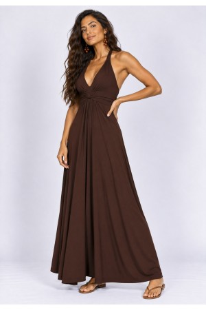 Vestido Midi Mamirauá Malha Marrom