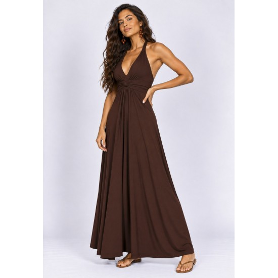 Vestido Midi Mamirauá Malha Marrom