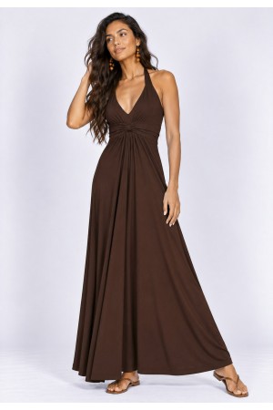 Vestido Midi Mamirauá Malha Marrom