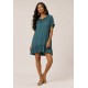 Vestido curto amplo gola princesa Verde