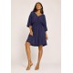Vestido Curto Caaxixá Viscose com Cordão na Cintura Azul Marinho