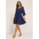 Vestido Curto Caaxixá Viscose com Cordão na Cintura Azul Marinho