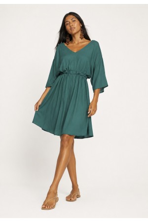 Vestido Curto Caaxixá Viscose com Cordão na Cintura Verde