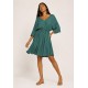 Vestido Curto Caaxixá Viscose com Cordão na Cintura Verde