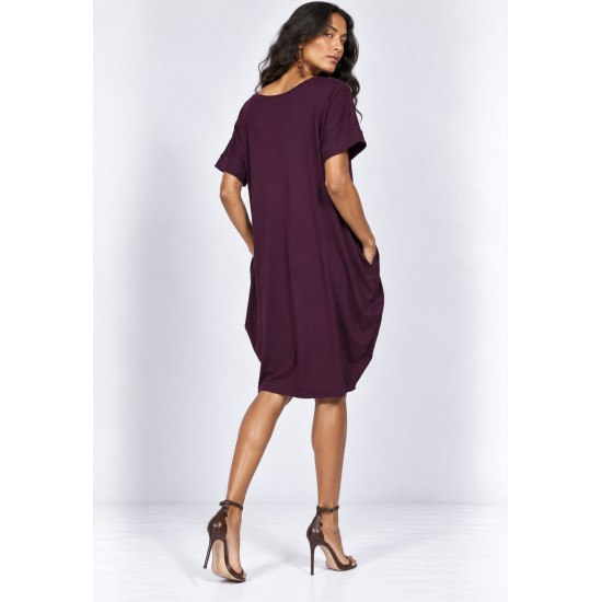 Vestido Amora Malha Midi Plus Bordô