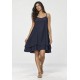 Vestido Curto Itaúna Viscose Babados Duplo Azul