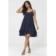 Vestido Curto Itaúna Viscose Babados Duplo Azul