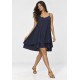 Vestido Curto Itaúna Viscose Babados Duplo Azul