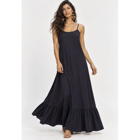 Vestido Longo Kuaana Viscose Azul