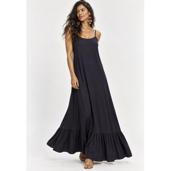 Vestido Longo Kuaana Viscose Azul