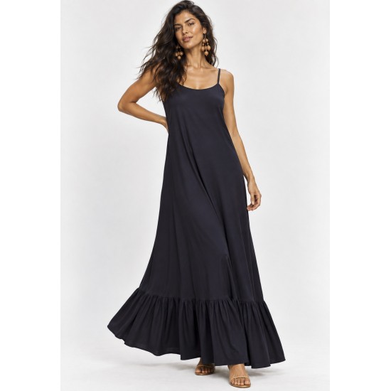 Vestido Longo Kuaana Viscose Azul