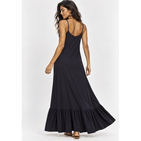 Vestido Longo Kuaana Viscose Azul