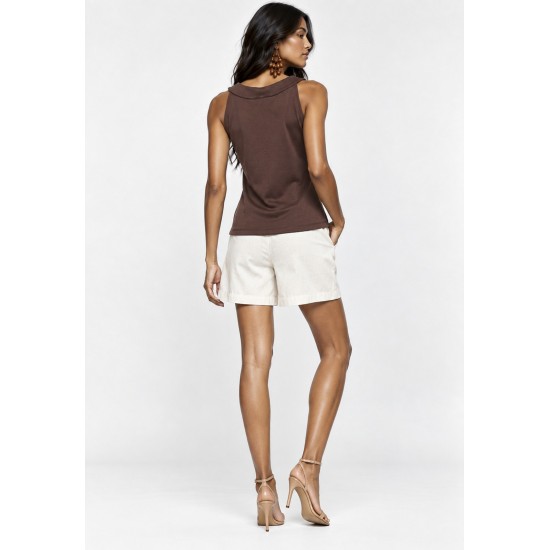 Blusa Regata Potira Malha Canelada Urucum Queimado