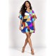 Vestido Curto Pequi Viscose Estampa Jardim Azul