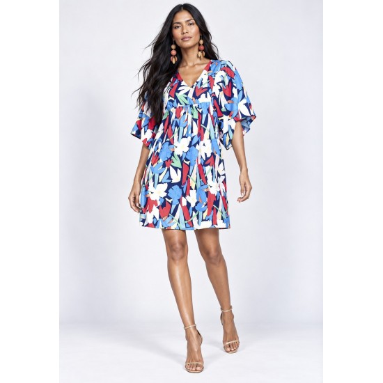 Vestido Curto Pequi Viscose Estampa Floresce
