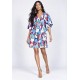 Vestido Curto Pequi Viscose Estampa Floresce