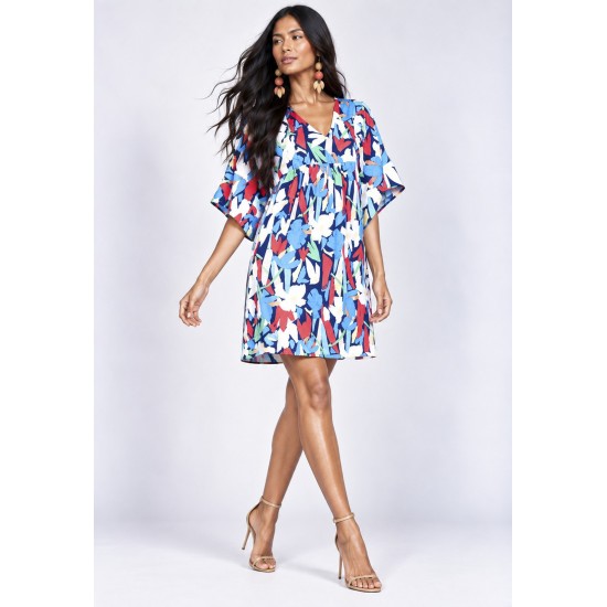 Vestido Curto Pequi Viscose Estampa Floresce