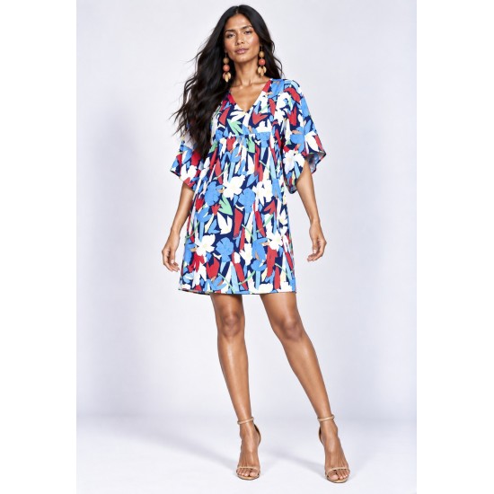 Vestido Curto Pequi Viscose Estampa Floresce