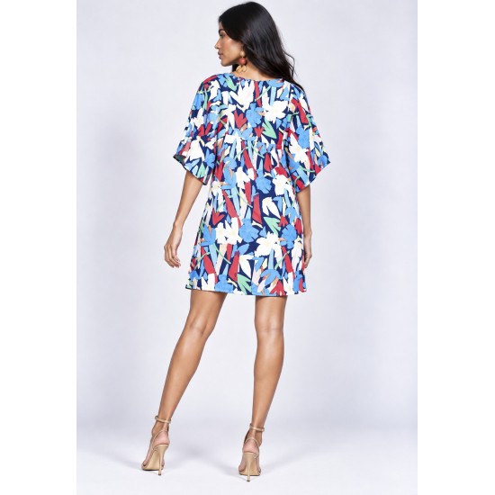 Vestido Curto Pequi Viscose Estampa Floresce