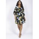Vestido Curto Caaxixá Viscose com Cordão na Cintura Estampa Jardim Noturno