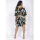 Vestido Curto Caaxixá Viscose com Cordão na Cintura Estampa Jardim Noturno