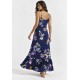Vestido Longo Kuaana Viscose Estampa Festa das Flores Azul