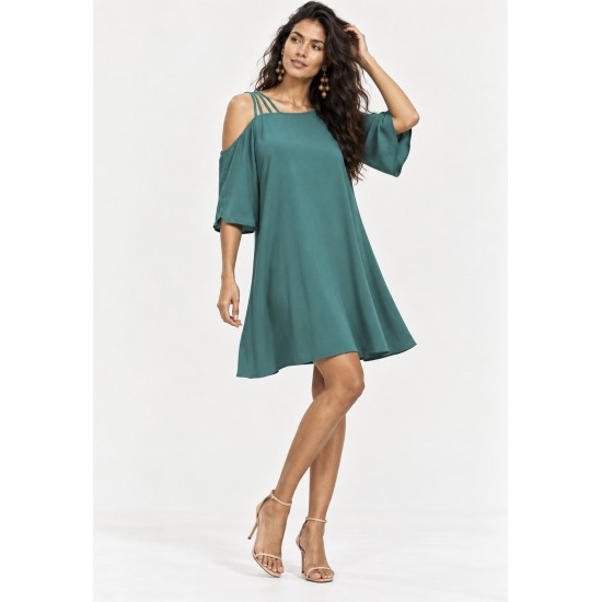 Vestido Curto Iara Viscose Ombro a Mostra Verde