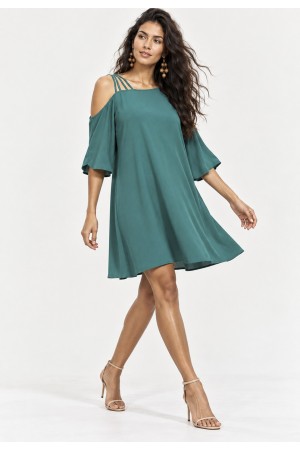 Vestido Curto Iara Viscose Ombro a Mostra Verde