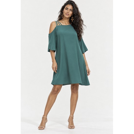Vestido Curto Iara Viscose Ombro a Mostra Verde
