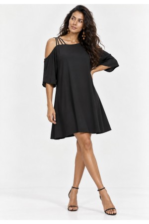Vestido Curto Iara Viscose Ombro a Mostra Preto