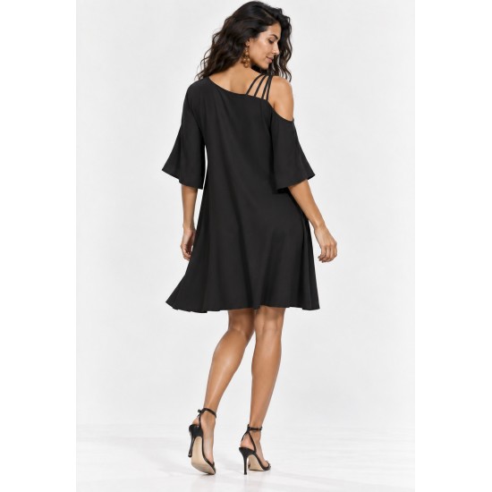 Vestido Curto Iara Viscose Ombro a Mostra Preto