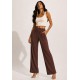 Calça Reta Naná Malha Marrom Chocolate