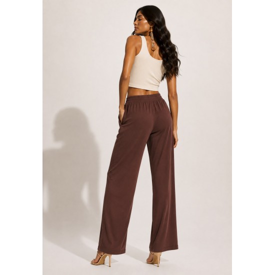 Calça Reta Naná Malha Marrom Chocolate