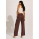 Calça Reta Naná Malha Marrom Chocolate