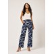Calça Reta Naná Malha Estampa Hibisco Blue