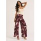 Calça Pantalona Granja Malha Estampa Selva Bordô