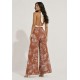 Calça Pantalona Granja Malha Estampa Palmas da Terra