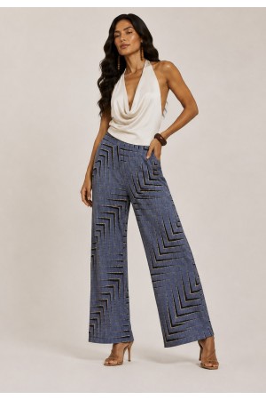 Calça Pantalona Granja Malha Estampa Murici