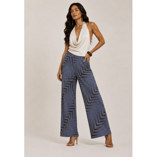 Calça Pantalona Granja Malha Estampa Murici