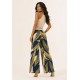 Calça Pantalona Granja Malha Estampa Selva Azul