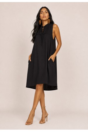 Vestido Midi Viscose Regata Piaf Preto