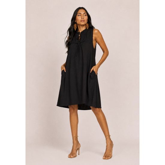 Vestido Midi Viscose Regata Piaf Preto