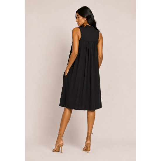 Vestido Midi Viscose Regata Piaf Preto