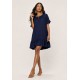 Vestido curto amplo gola princesa Azul Marinho