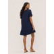 Vestido curto amplo gola princesa Azul Marinho