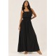 Vestido Longo Amana Viscose com Lastex Preto