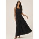 Vestido Longo Amana Viscose com Lastex Preto