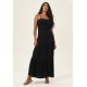 Vestido Longo Viscose Alça Fina Preto