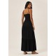 Vestido Longo Viscose Alça Fina Preto