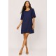 Vestido Curto Viscose Balli Manga Curta Azul Marinho